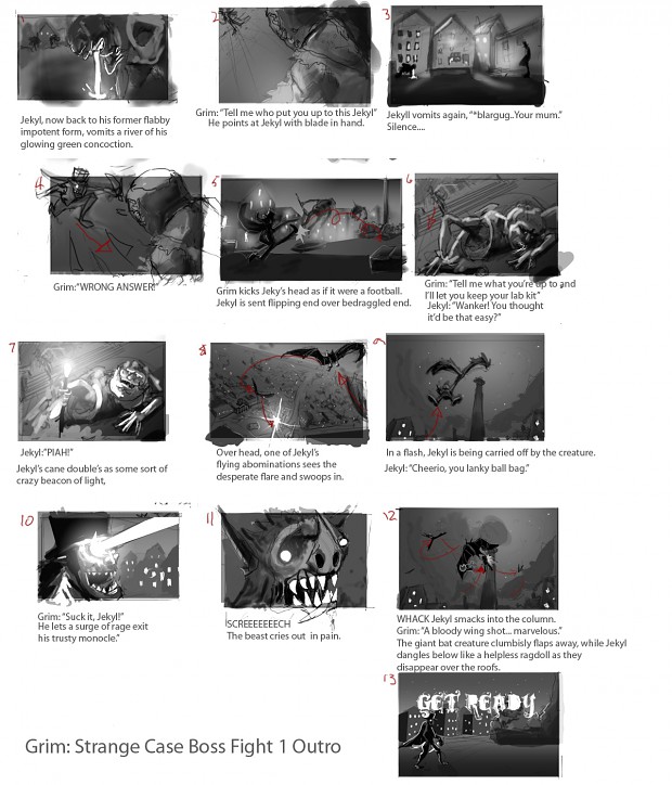Boss Fight 1 Outro Storyboards