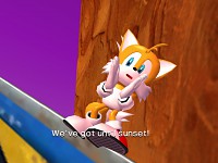 Tails on a rail yelling