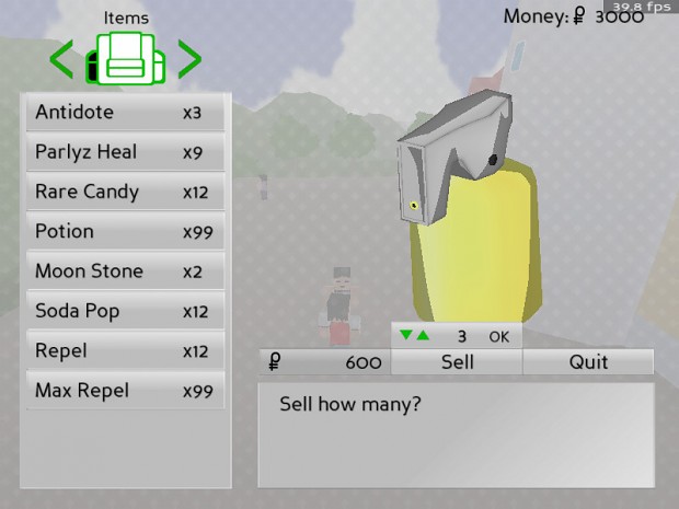 Sell menu