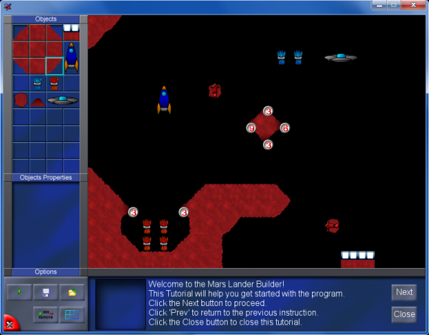 Mars Lander features a built-in tutorials system to limit the external help kid need to make levels.