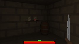 Shelf and barrels