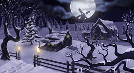 Farm at night
