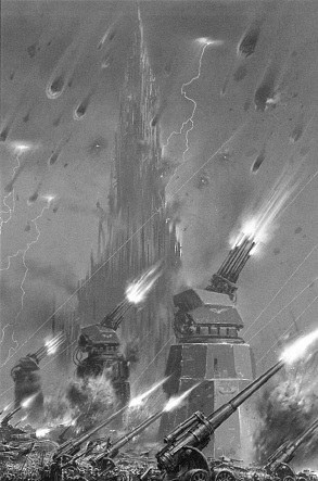 Imperial hive under tyranid assault