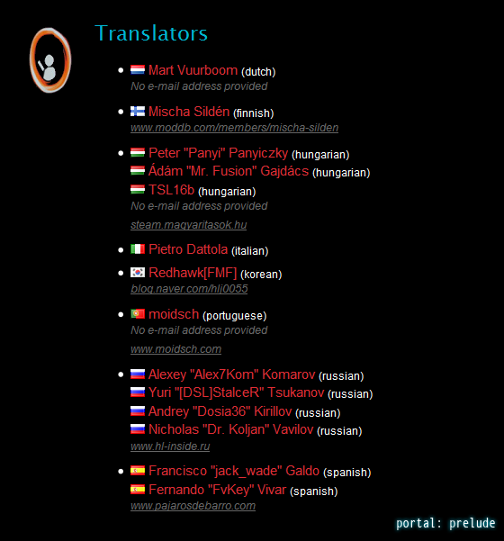 Portal: Prelude translators