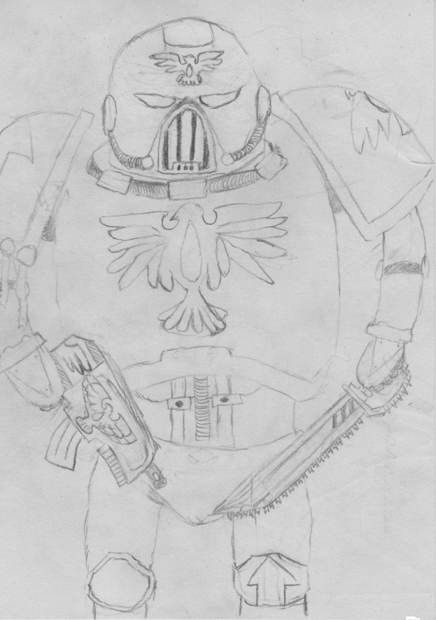 Blood Raven Space Marine Hand drawing [No shades]