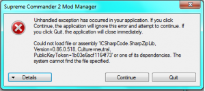 unhandled exception