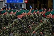 Greek soldiers wearing their woodland uniforms
