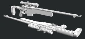 Jun's Rifle - Optimised - Wireframe