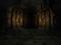A giant door in a wall of rock