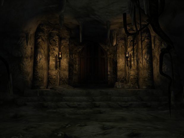 A giant door in a wall of rock