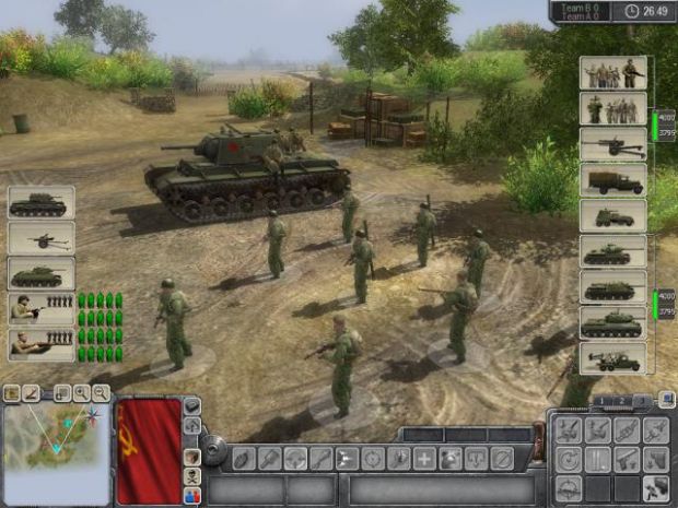 A KV-1 heavy tank with a group of Red Guards nearb