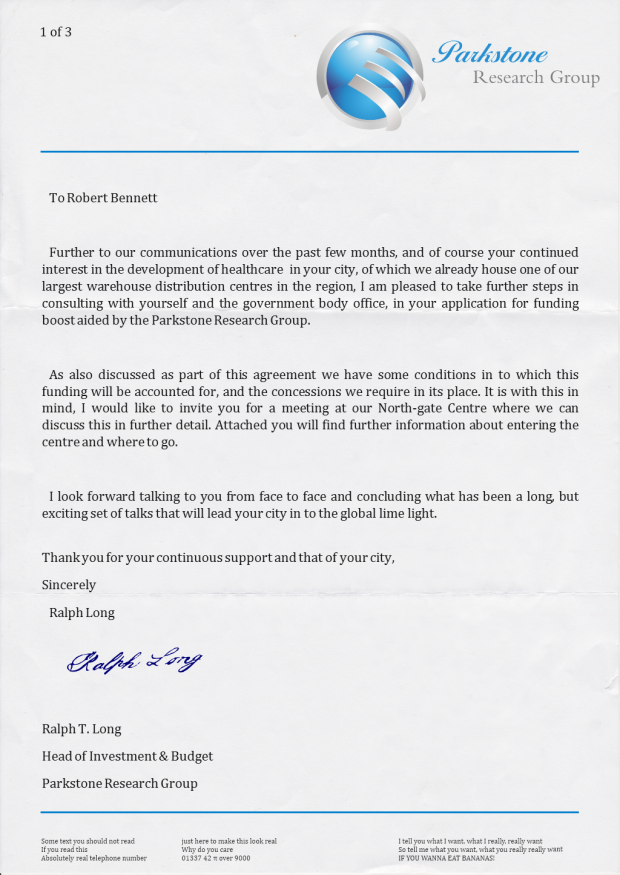 Letter Of Invite Page One