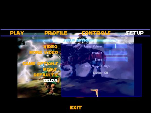 Zelda TC Setup Menu