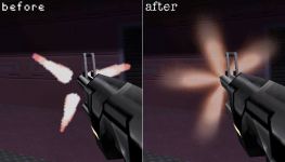 Muzzle Flash, before and after.