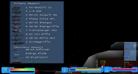 Weapons menu and interface.