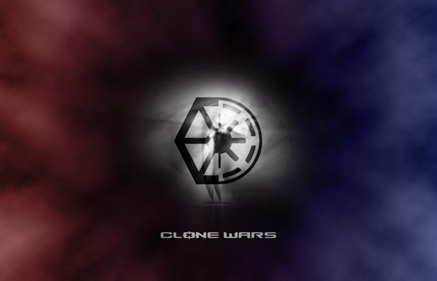 star wars clone wars logo. Red and blue Clone Wars logo