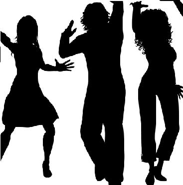 silhouettes of people dancing. Dance music people dancing