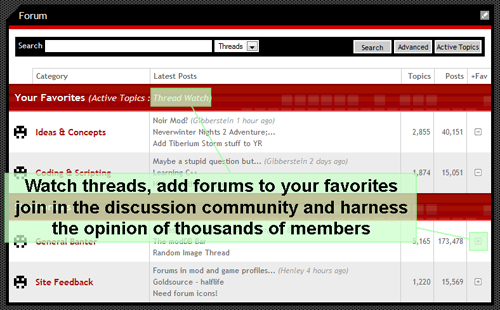 Favorite and watch forums / threads