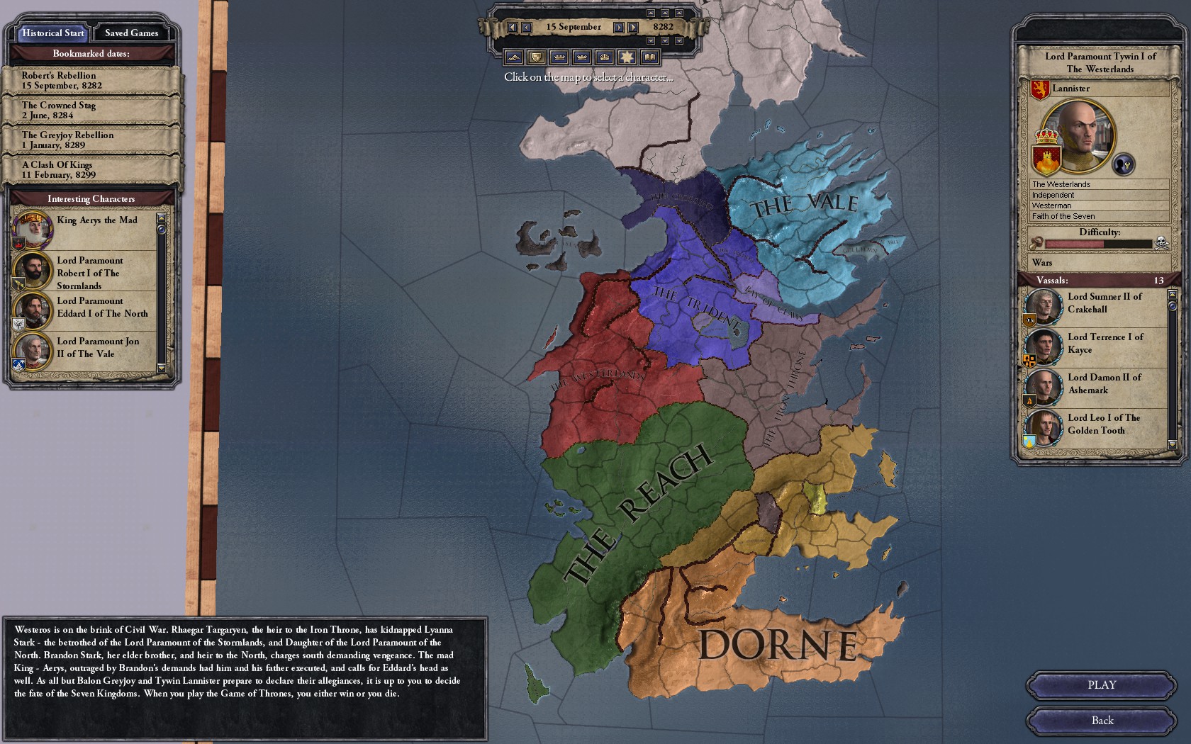 You can also check out the CKII wiki page about the mod, which has much useful information: http://ckiiwiki.com/Game_of_Thrones_Mod