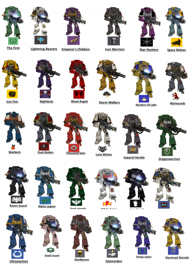 Dawn of War Space Marine Chapters(Canon Edition)