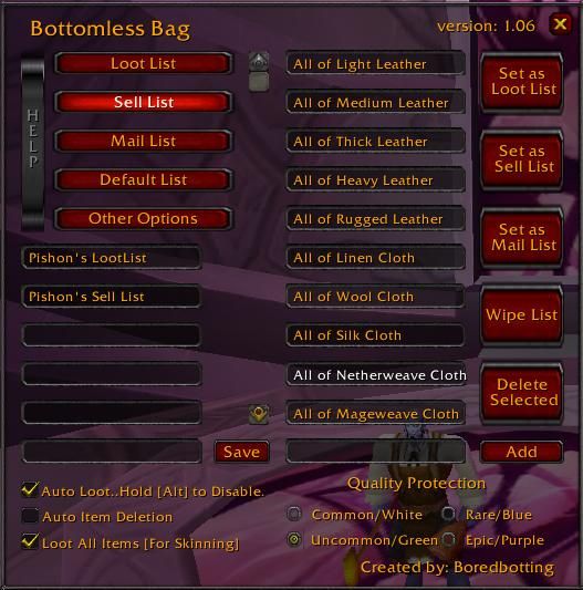 BottomlessBag [Auto Loot Drop Sell Mail]
