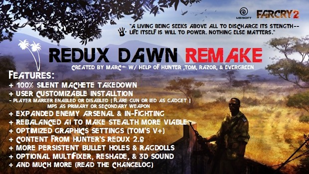 (OLD)Redux Dawn Remake (V.1.4) [100% Silent Machete|ReShade|MultiFixer|3D Sound]
