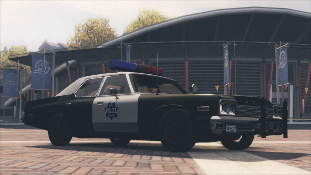 Black and White Dodge Monaco Police Car