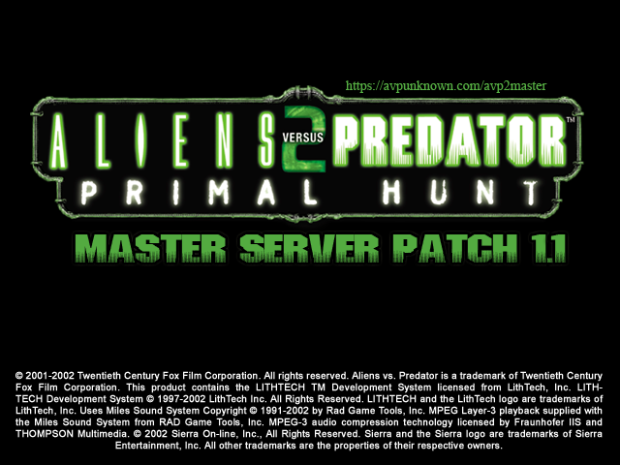 Aliens vs. Predator 2 Primal Hunt Master Server Patch