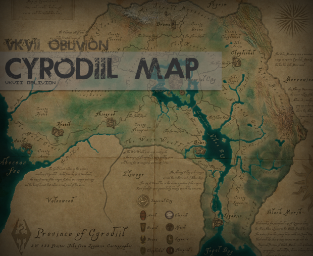 VKVII Oblivion Cyrodiil Map Weathered