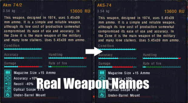 Real Weapon Names for Clear Sky
