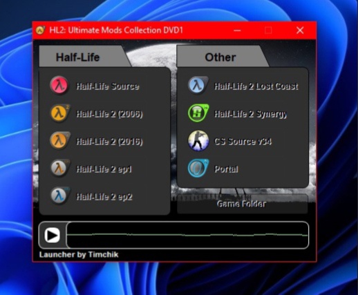 HL2 Ultimate Mods collection DVD1 Launcher