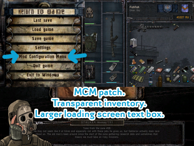 Clear Sky UI Tweaks and MCM Patch (Original mod required)