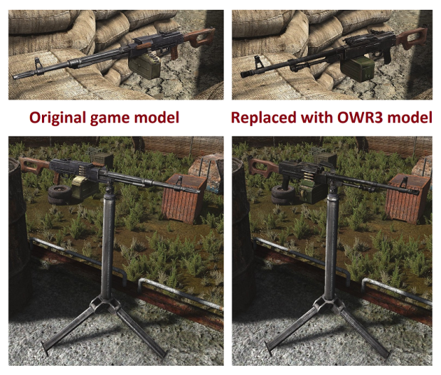 Mounted machine gun replaced with HD model