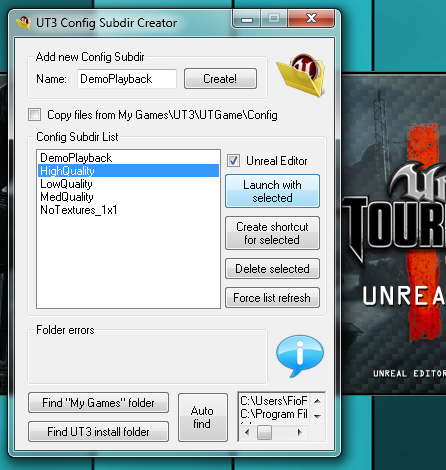UT3 Config Subdir Creator 1.1