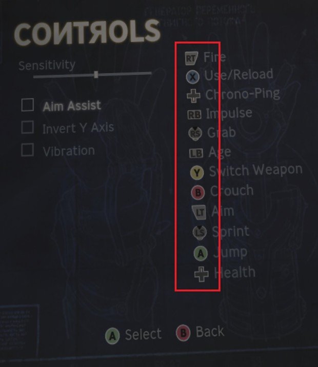 Singularity Xbox 360 Button Prompts
