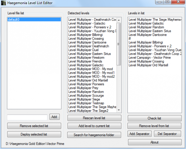 Working levels folder + Map List Editor Beta