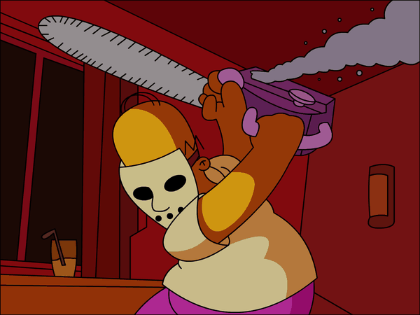 Homer Simpson as the Chainsaw