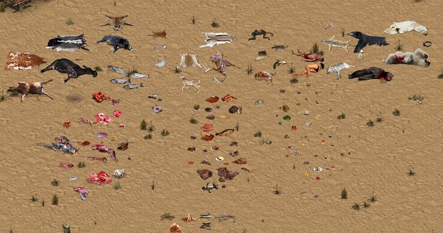 ITEM SPRITES : Dead animals, meat, food and water