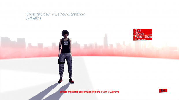 Character customization menu