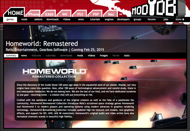 Homeworld: Remastered page on ModDB