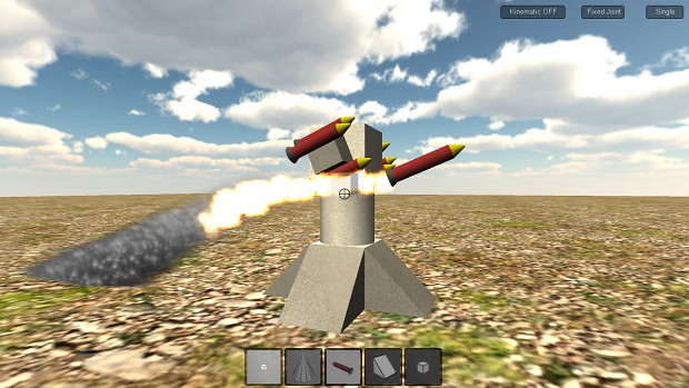 A turret shooting one rocket