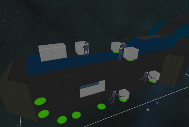 Crew : Building blocks and Space Walking.