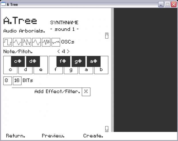 Audio Tree synthesizer menu v.1