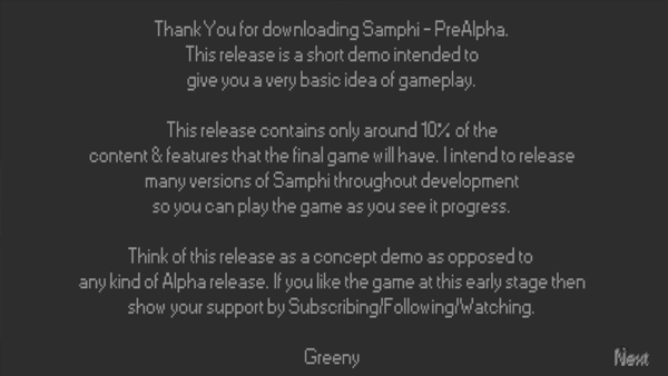 Pre-Alpha Splash Message