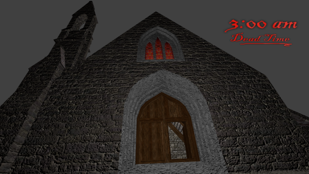 The church. New explorable area in the graveyard.