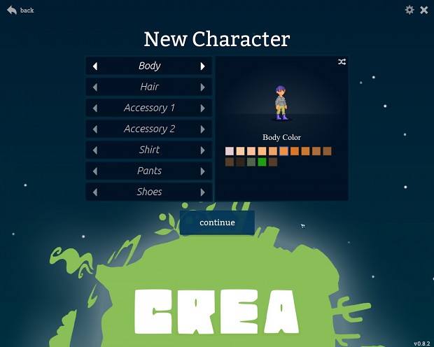 Character Creation Screen