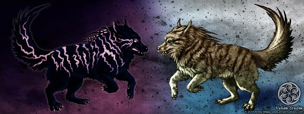 Lightning and Earth Elemental Canine Creatures
