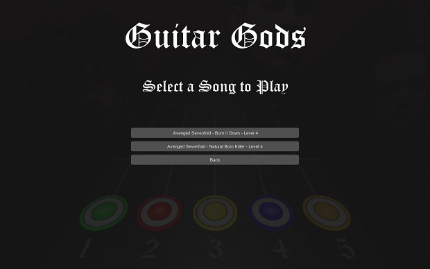 Guitar Gods - Song Selection Menu