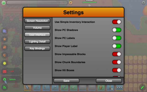 Make RPG: Settings Screen