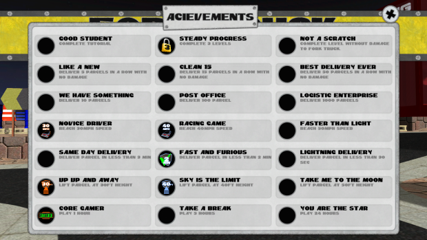 Fork Truck Challenge achievements system